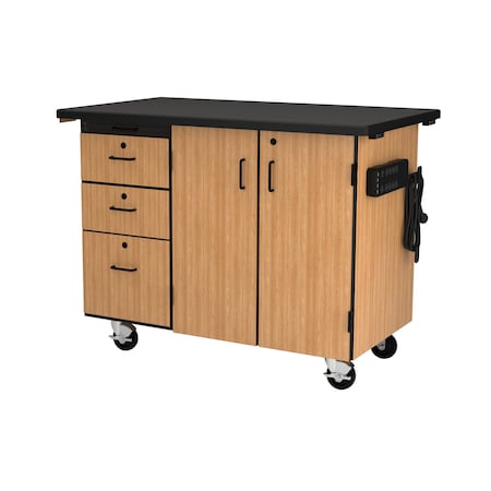 National Public Seating Mobile Science Cart with External Drawers and Pegboard MSC03